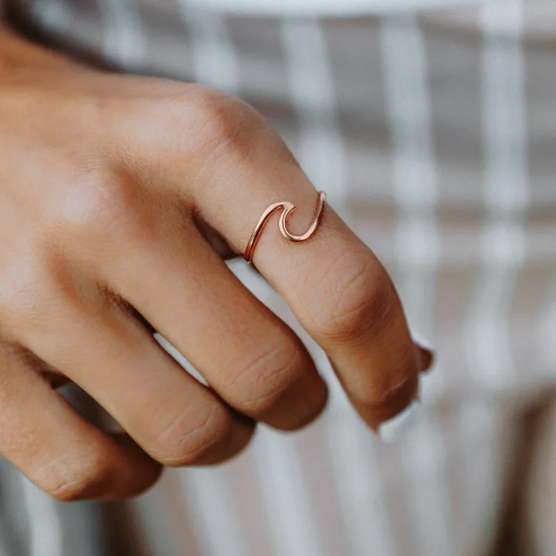 Pura Vida Wave Ring in Rose Gold-3