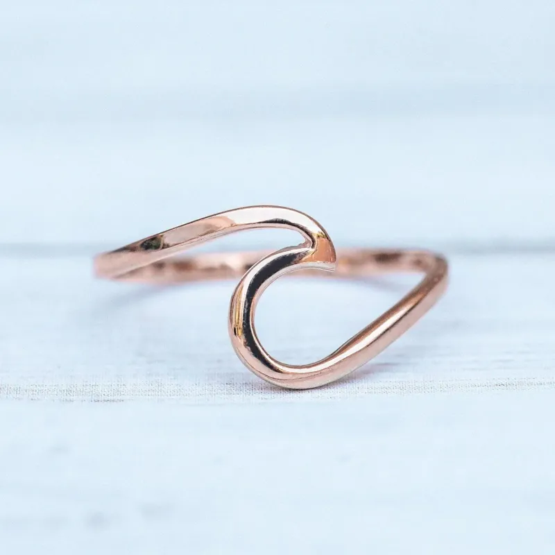 Pura Vida Wave Ring in Rose Gold-1