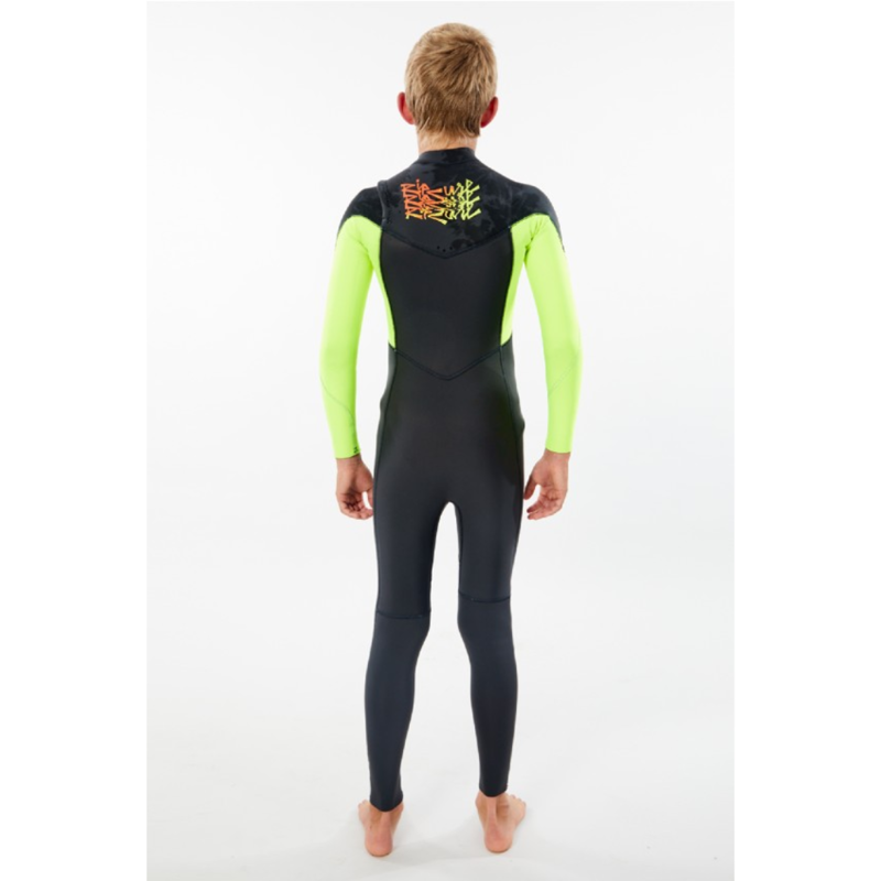 Rip Curl Kids Dawn Patrol 5/3GB Chest Zip Steamer Wetsuit 12 in Fluorescent Lemon-1