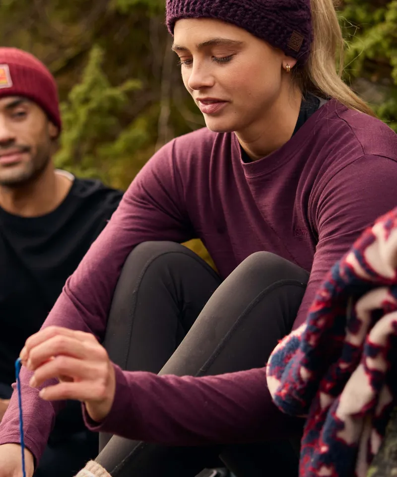 Sherpa Adventure Gear Womens Nanda Merino Long Sleeve T-Shirt in Merlot-6