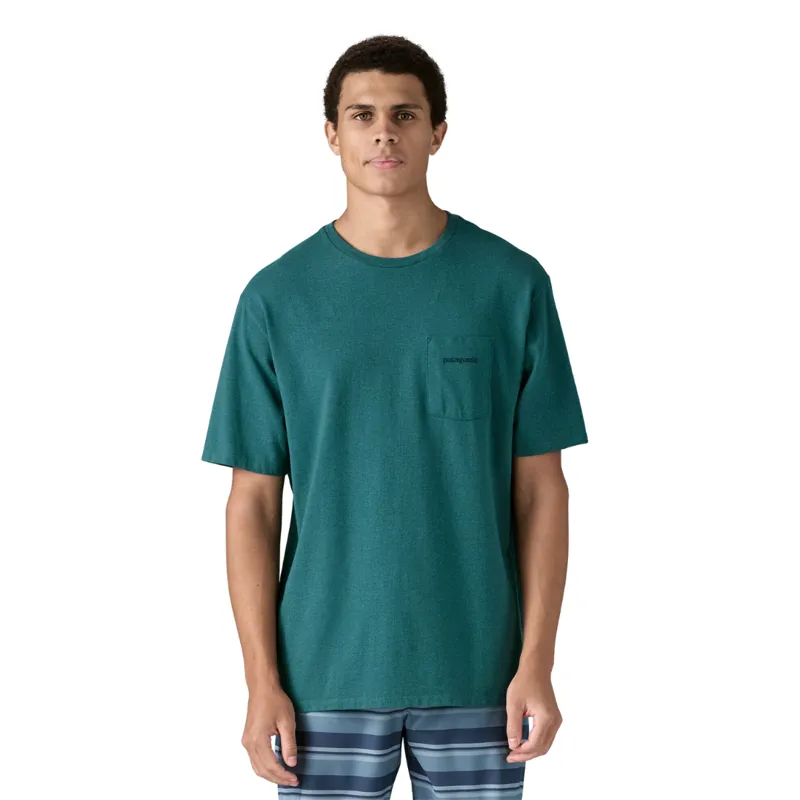 Patagonia Mens Boardshort Logo Pocket Responsibili-Tee in Wetland Blue