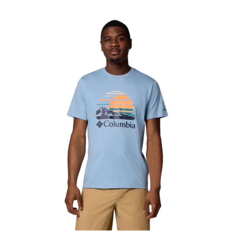 Columbia Mens Path Lake Graphic Tee II in Ripple Blue Peaceful Perspective