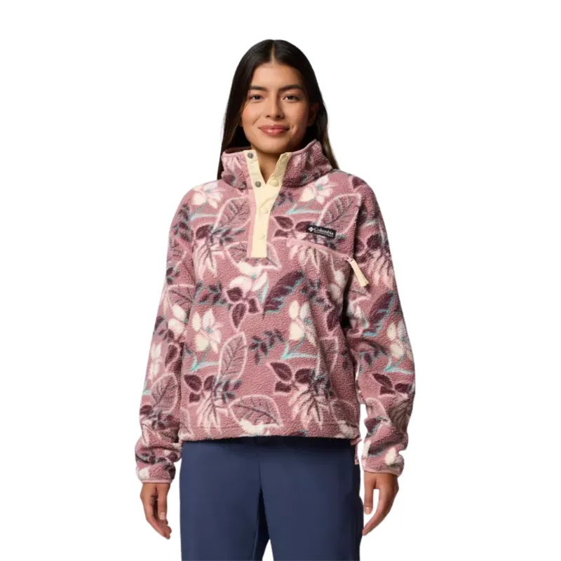 Columbia Womens Helvetia II Printed Cropped Half Snap in Fig Pasteled Multi
