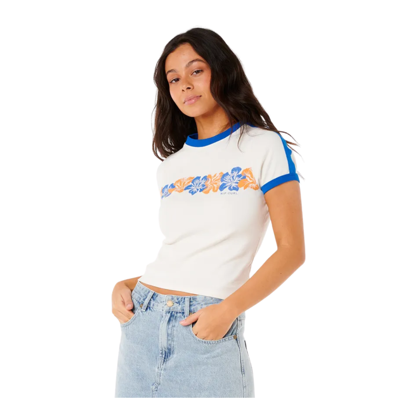 Rip Curl Womens AOTS Cody Welsh Fitted Tee in Bone