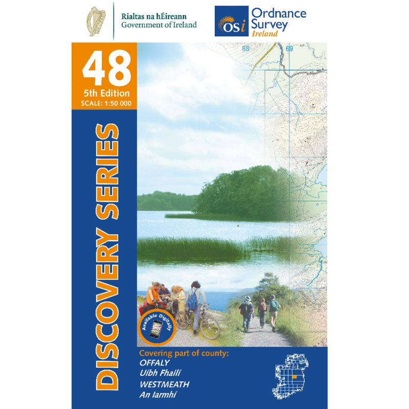 OSI Discovery Series Sheet 48 Offaly Westmeath Map 5th Edition 2021 in Blue