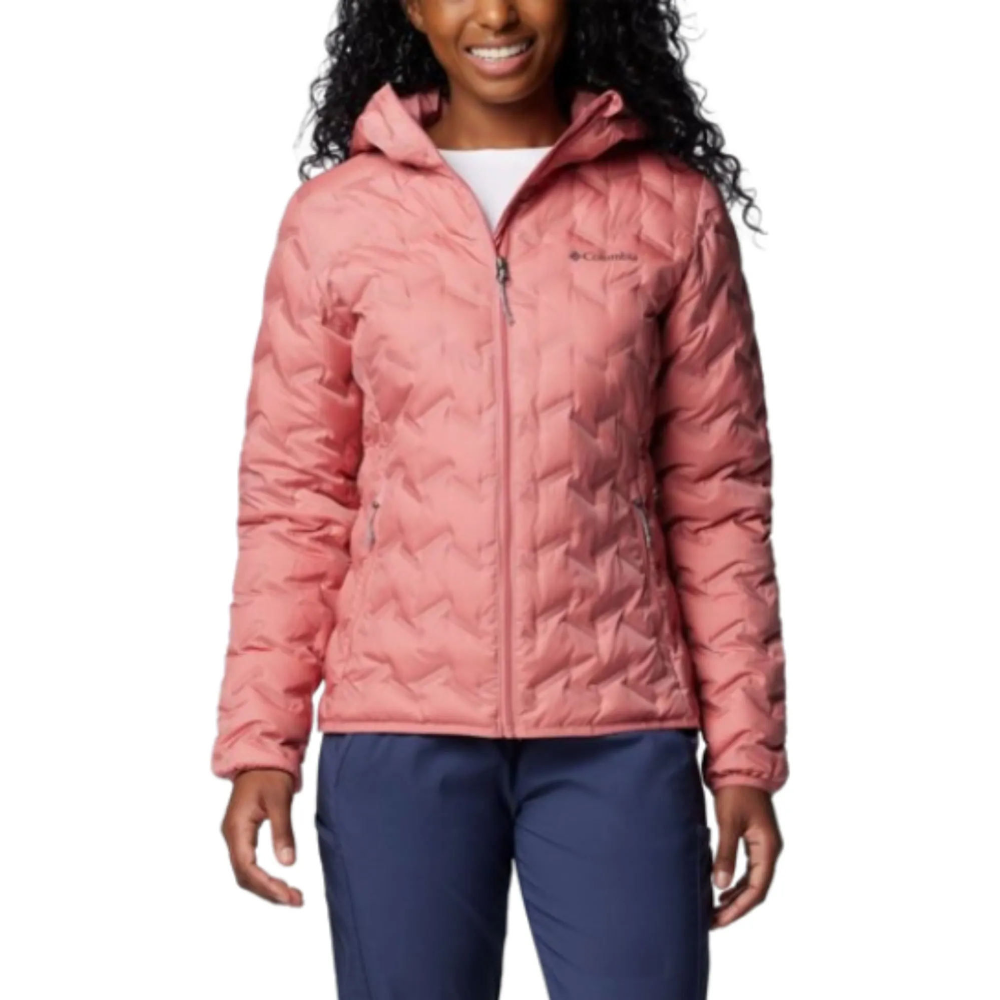 Columbia Womens Delta Ridge II Down Hooded Jacket in Pink Agave