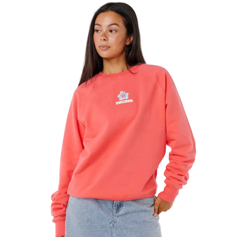 Rip Curl Womens Luxe Surf Raglan Relaxed Crew in Watermelon