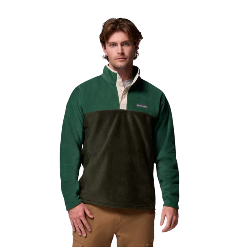 Columbia Mens Steens Mountain Half Snap II in Greenscape / Rain Forest / Dark Stone