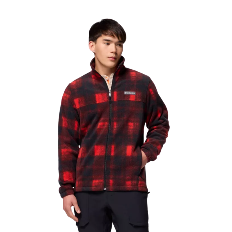 Columbia Mens Steens Mountain Printed Jacket in Sail Red Omblur