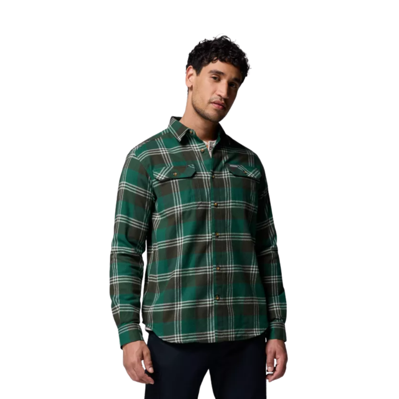 Columbia Mens Flare Gun Stretch Flannel in Rain Forest Trails Edge Plaid