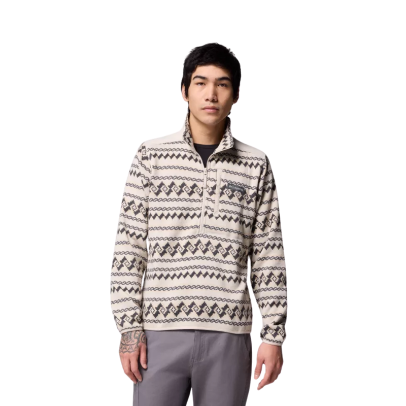 Columbia Mens Sweater Weather Printed Half Zip II in Dark Stone Knit