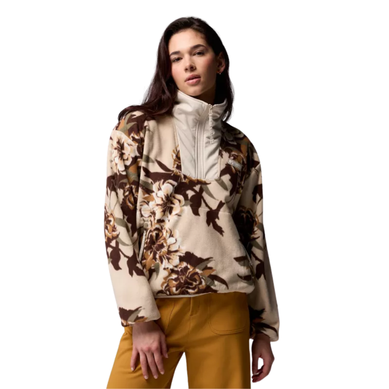 Columbia Womens Sequoia Grove Printed Half Zip Fleece in Dark Stone Blossoming