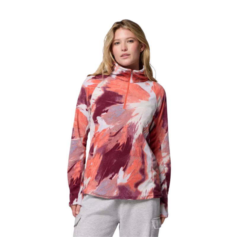 Columbia Womens Glacial IV Print 1/2 Zip in Zing Snowflight