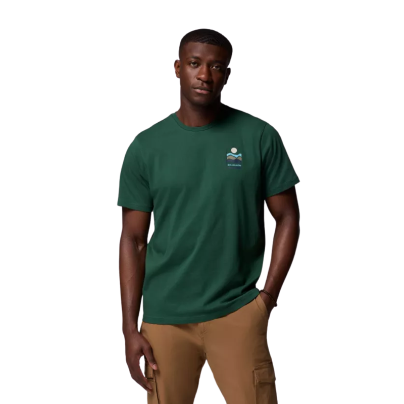 Columbia Mens Explorers Canyon Back S/S Tee in Rain Forest / Get Hiked