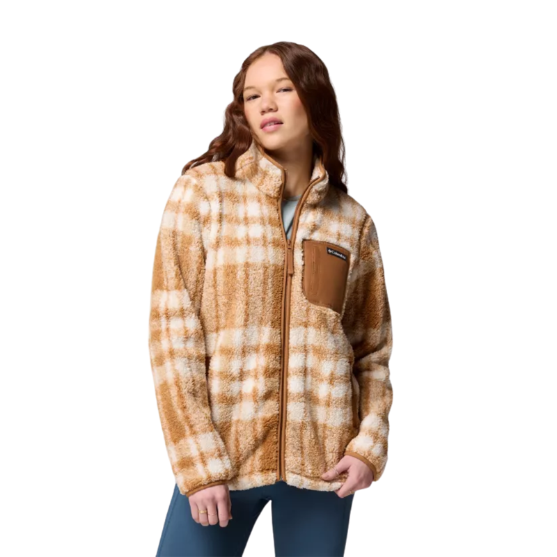 Columbia Womens West Bend Print Full Zip II in Camel Brown Herringplaid