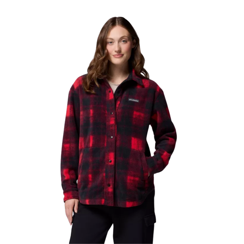 Columbia Womens Benton Springs II Shirt Jacket in Mountain Red Omblur