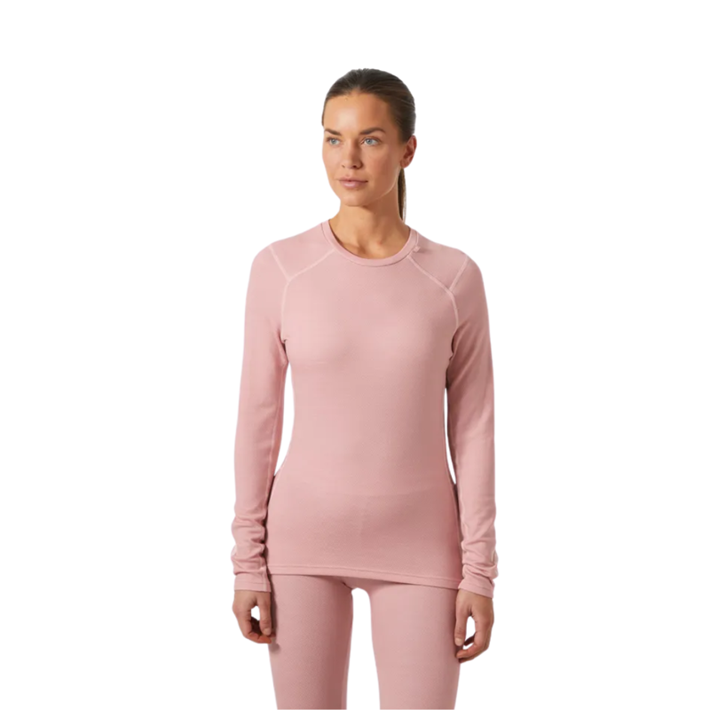 Helly Hansen Womens Lifa Merino Midweight Crew Base Layer in Pink Salt