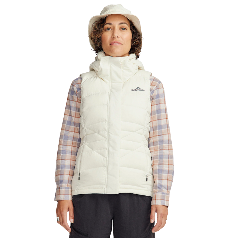 Kathmandu Womens Winterburn Hooded Down Vest in Natural