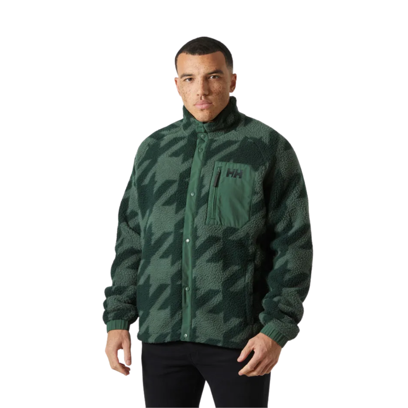 Helly Hansen Mens Panorama Printed Pile Snap in Jungle Green Houndstooth A