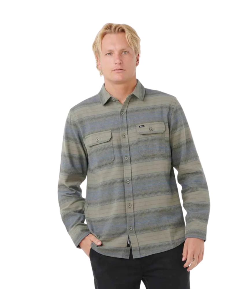 Rip Curl Mens Line Up Flannel Shirt in Deep Cactus