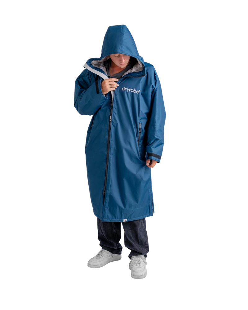 Dryrobe Adults Advance Long Sleeve Changing Robe in Deep Sea Blue / Sand Camo-1