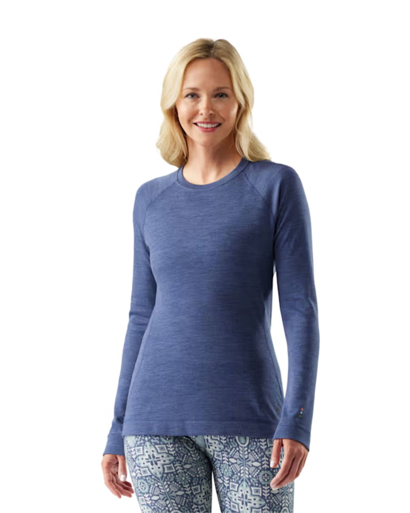 Smartwool Womens Classic Thermal Merino Base Layer Crew Boxed in Nightfall Blue Heather