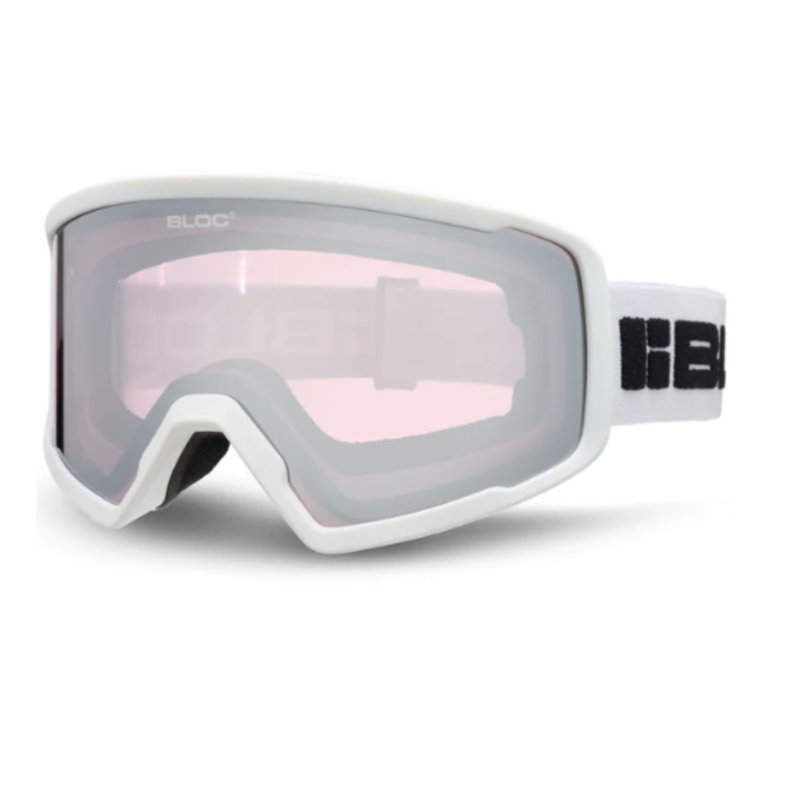 Bloc Sirus in Matt White with Light Purple Mirror Silver Cat 2 Lens