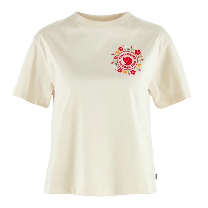 Fjallraven Womens Fjallblomster Logo T-shirt in Chalk White