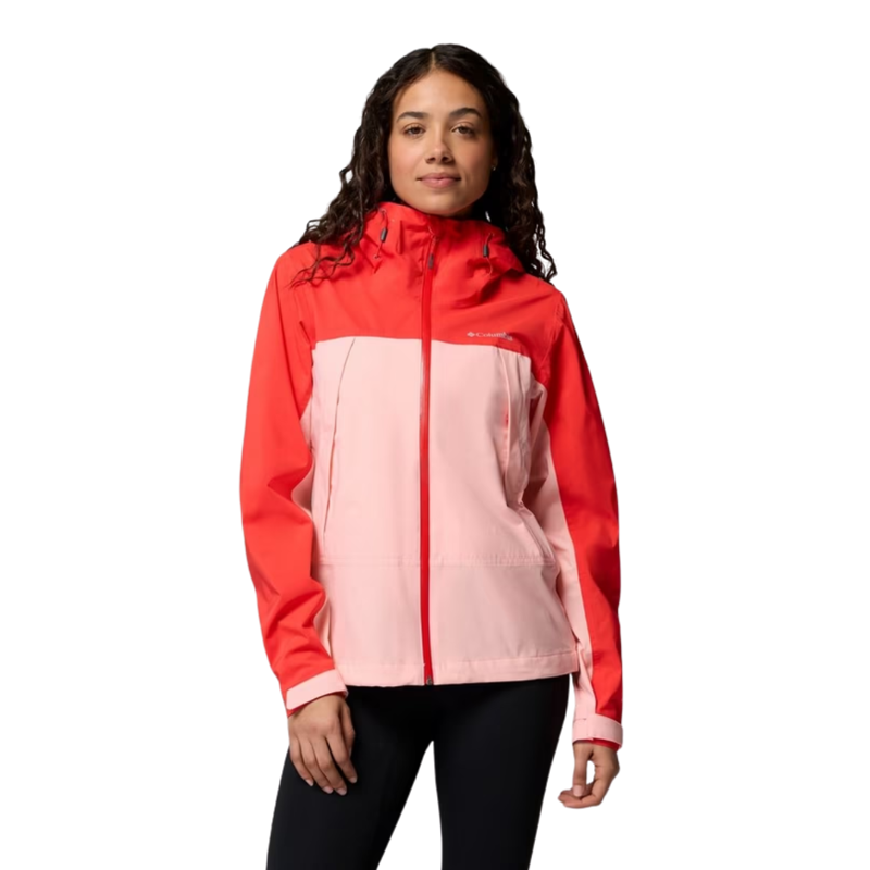 Columbia Womens Boulder Falls Jacket in Pink Sand / Poppy Red