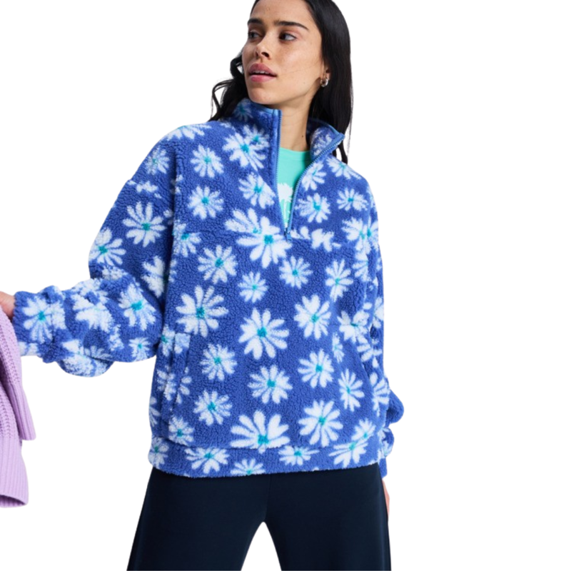 Roxy Womens Jive Talking Bonded Half Zip Polar Fleece in Coconut