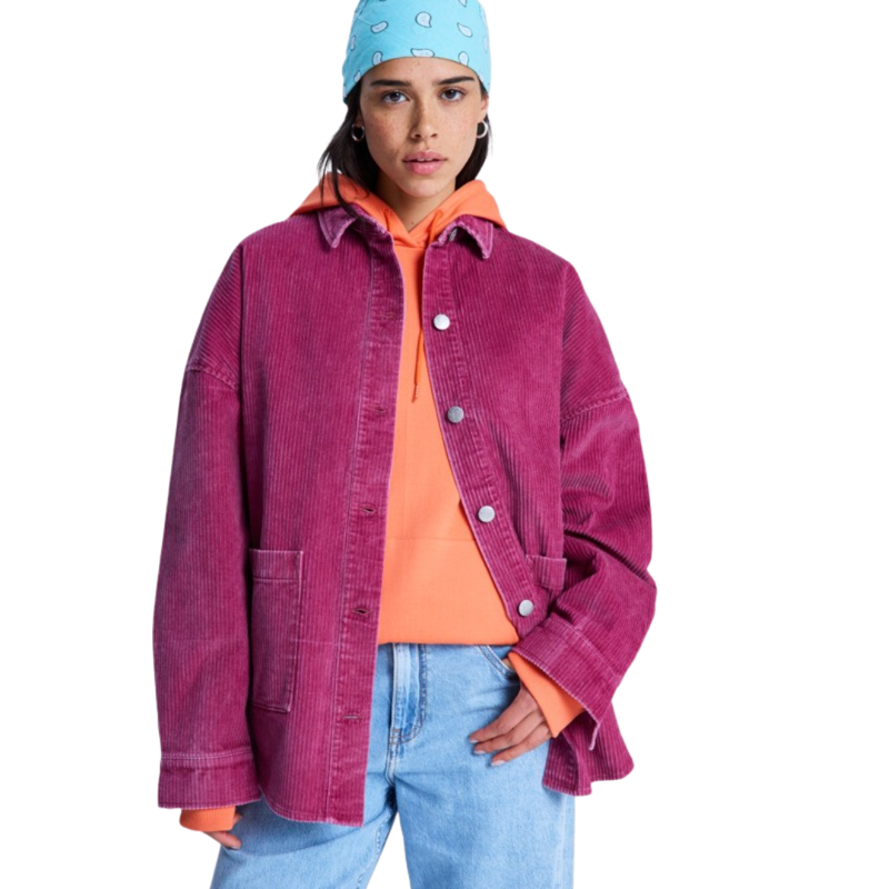 Roxy Womens Kick Back Washed Cord L/S Shirt Jacket in Rhododendro