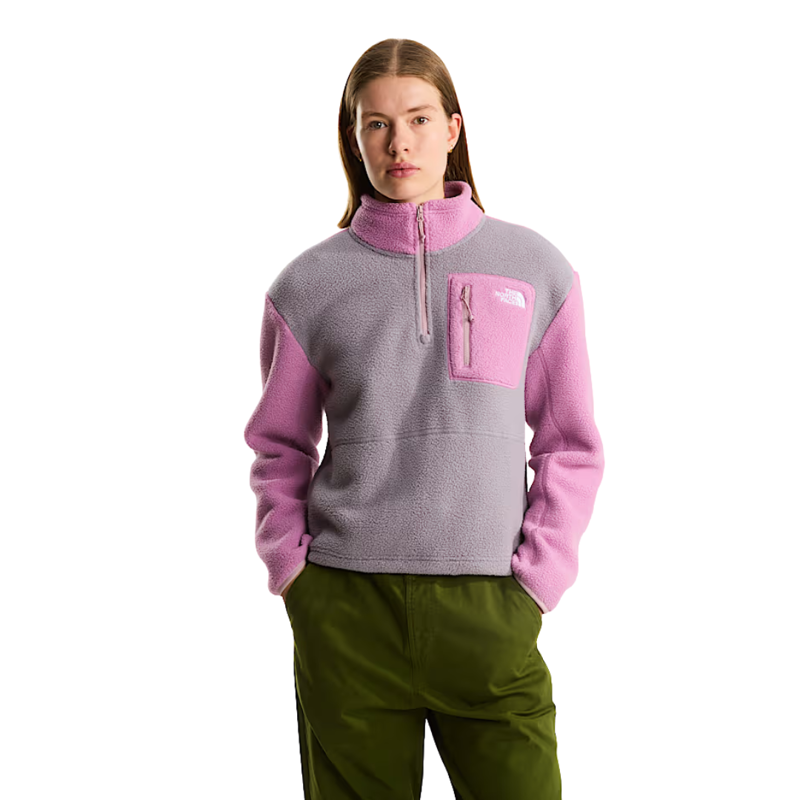 The North Face Womens Yumiori 1/4 Zip in Transcendent Grey / Hushed Lavender / Metal Pink