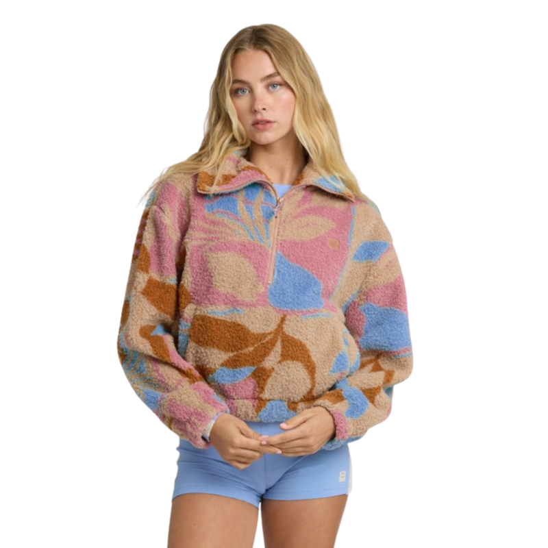 Billabong Womens Barra Half Zip Fleece in Oatmeal