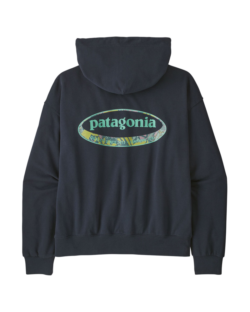 Patagonia Womens 95 Oval Logo Daily Hoody in Smolder Blue / Moon Tripper-1