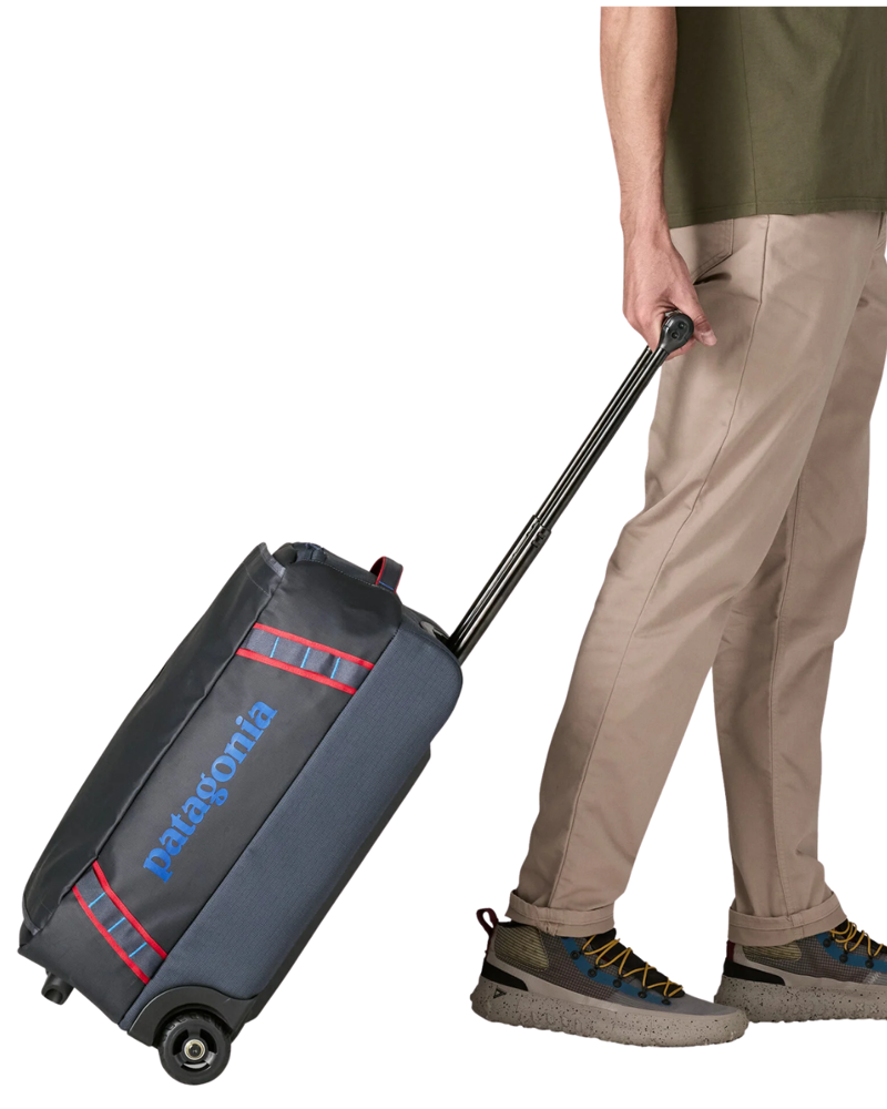 Patagonia Black Hole Wheeled Duffel 40L in Smolder Blue / Amanita Red-1