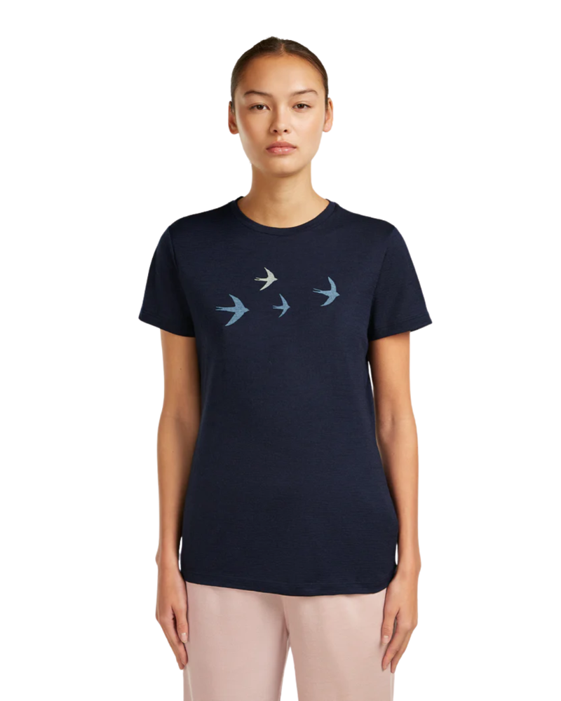 Icebreaker Womens Merino 150 Tech Lite Tee Bird in Midnight Navy