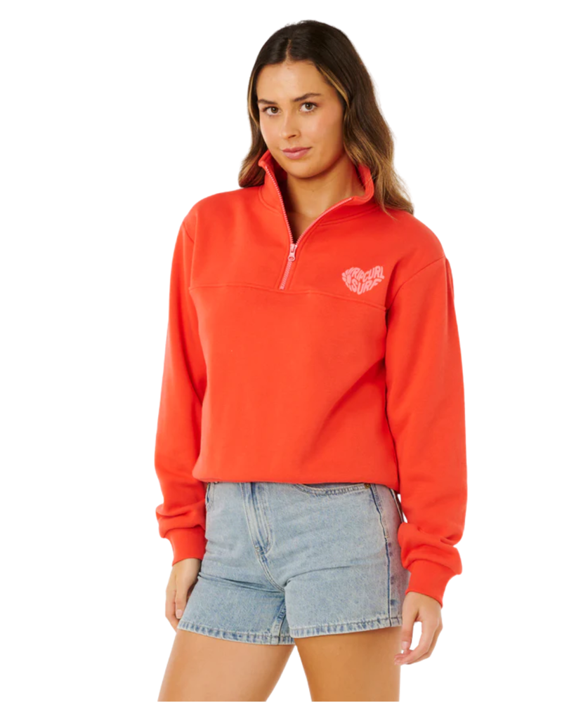 Rip Curl Womens RC Heart Half Zip Fleece in Red