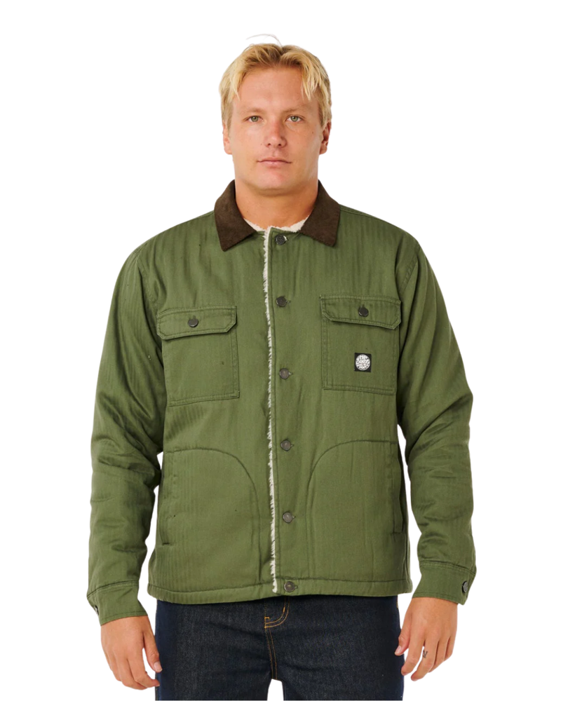 Rip Curl Mens Premium Surf Sherpa Jacket in Dark Olive