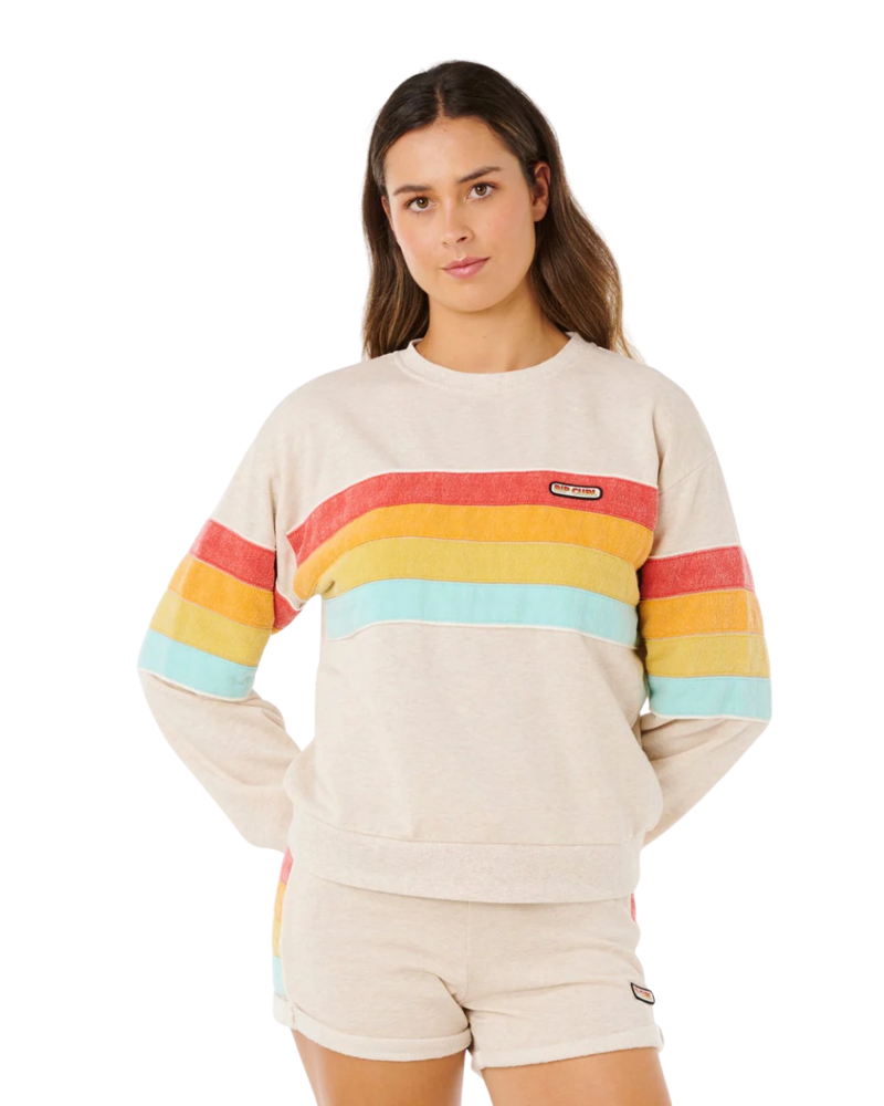 Rip Curl Womens Surf Revival Relaxed Crew in Oatmeal