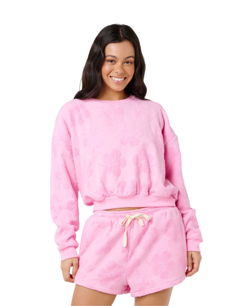 Rip Curl Womens Paradise Terry Crew in Pink 