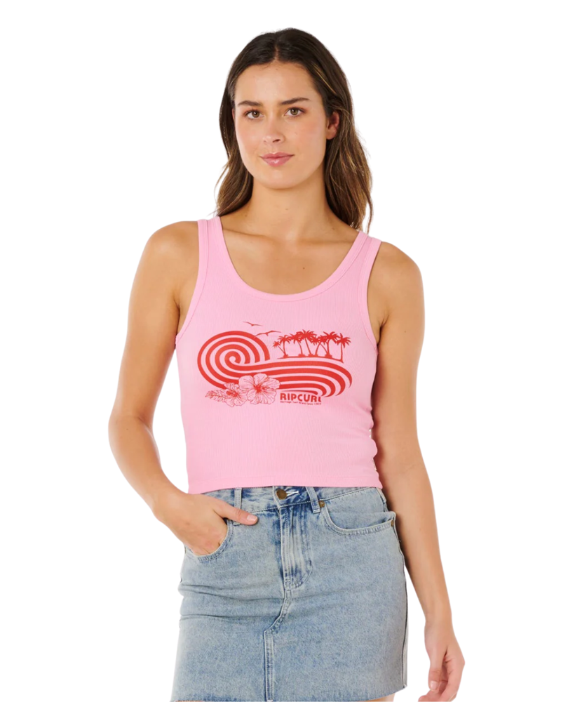 Rip Curl Womens Ocean Break Rib Tank in Light Pink