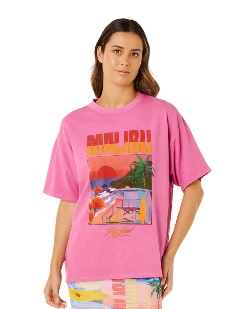 Rip Curl Womens Hayley O Heritage Tee in Super Pink