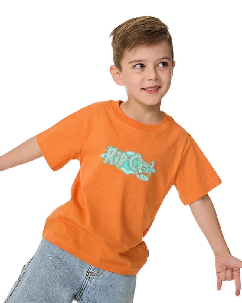 Rip Curl Kids Ride The Wave Logo Tee in Vitamin C