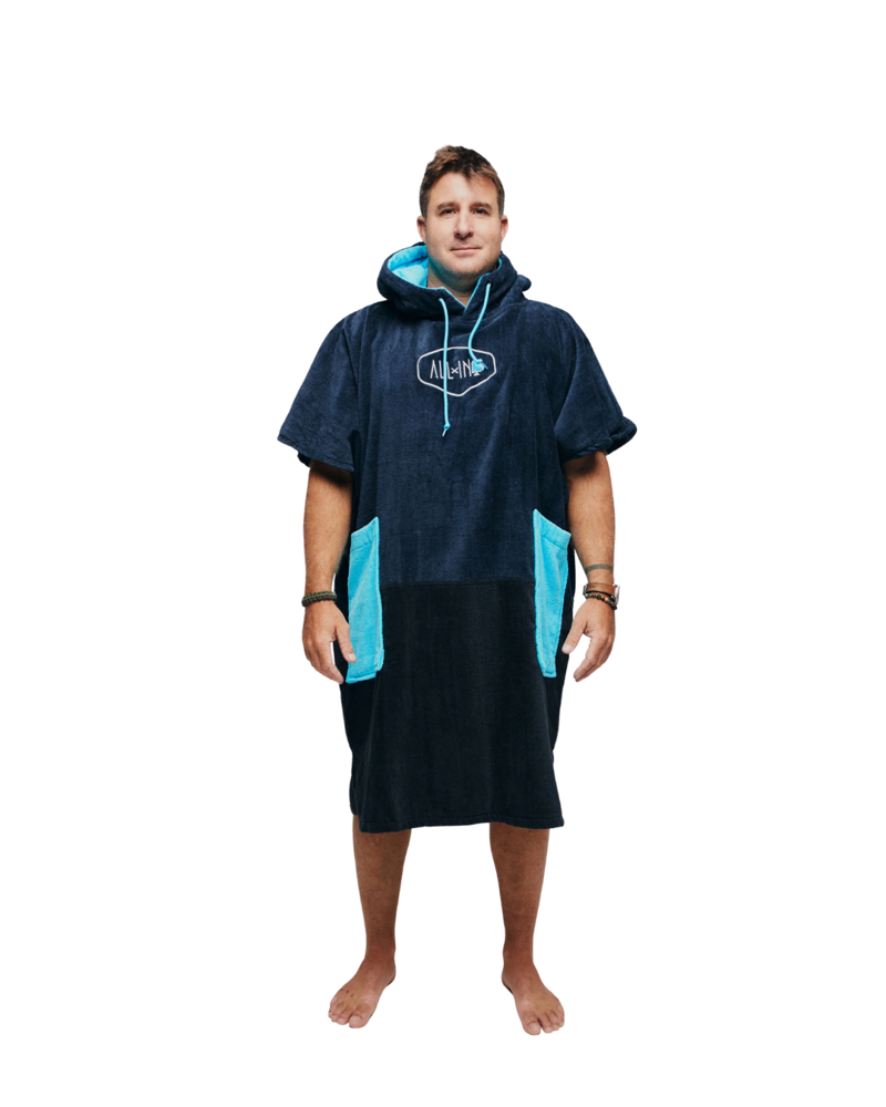 All In V Poncho Beach Crew in Blue Surf