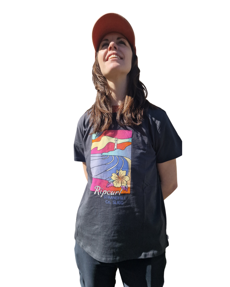 Rip Curl Womens Stringers Tideline Desto Strandhill Tee in Washed Black