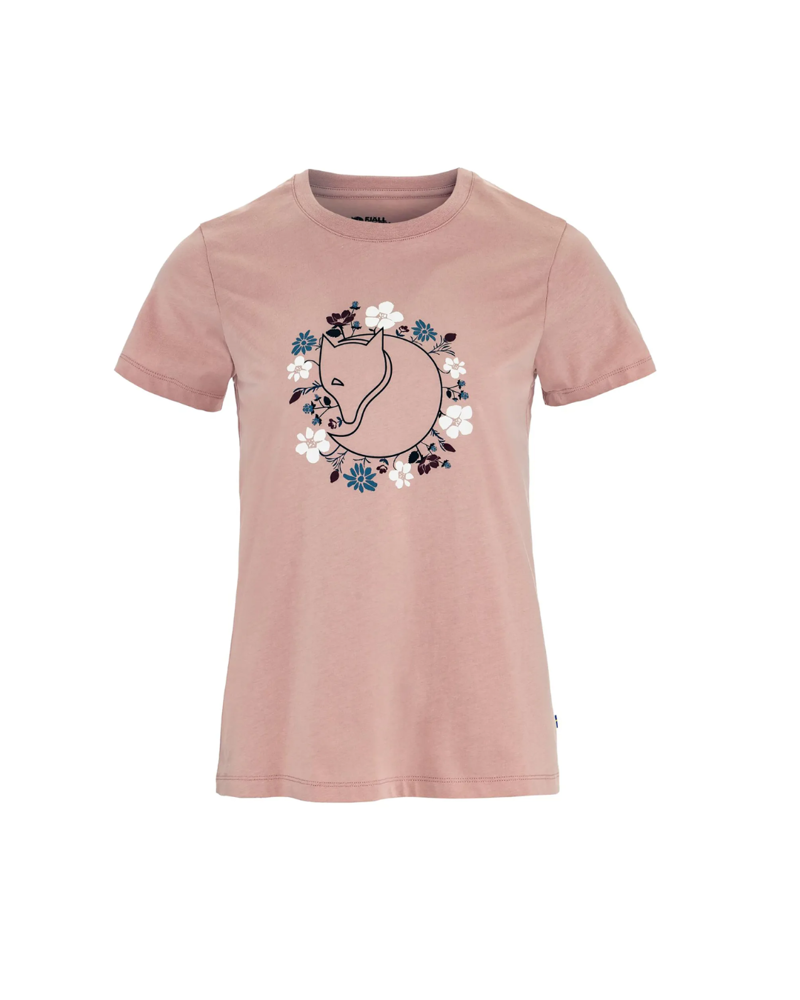 Fjallraven Womens Fjallblomster Logo T-shirt in Chalk Rose