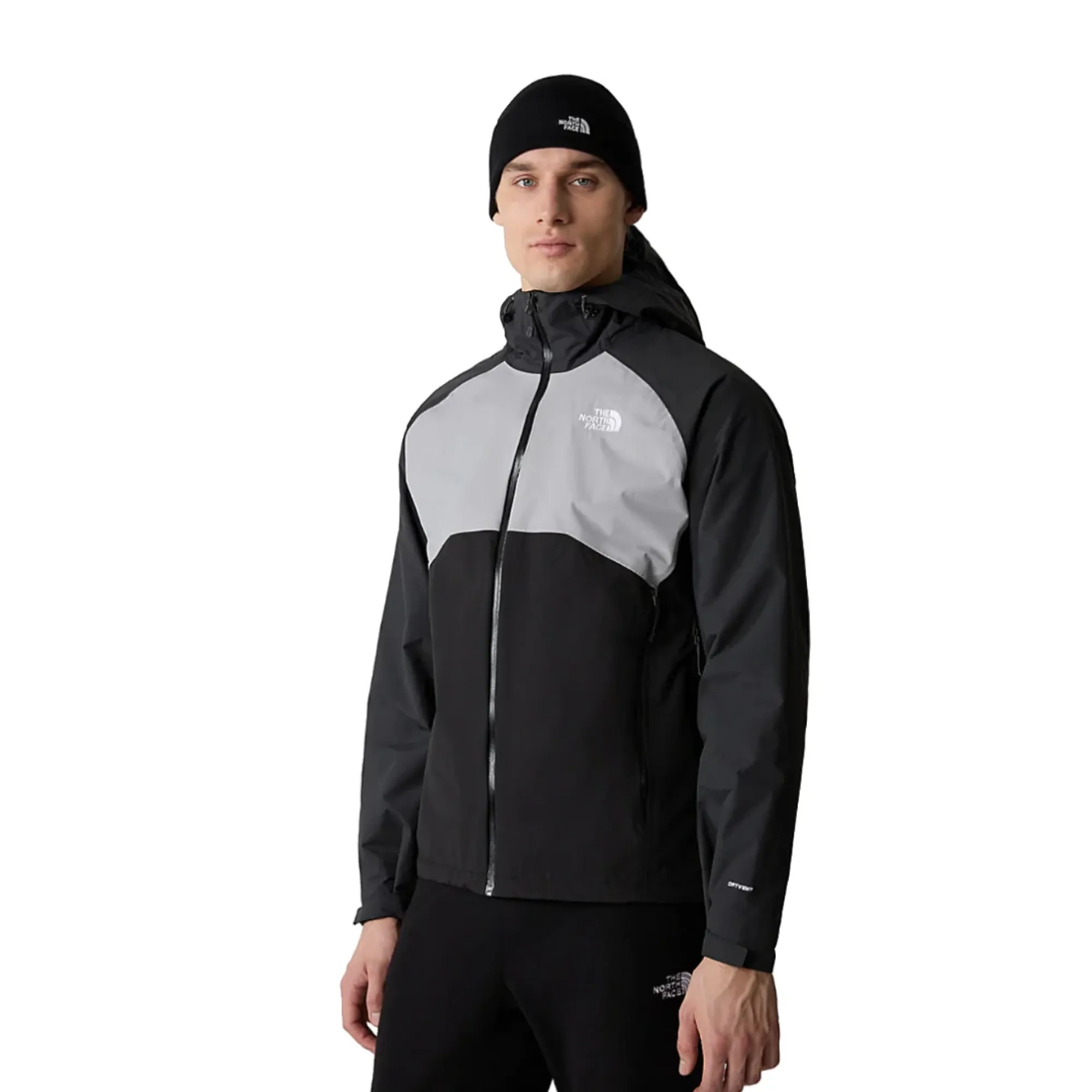 The North Face Mens Stratos Jacket in TNF Black Meld Grey Asp