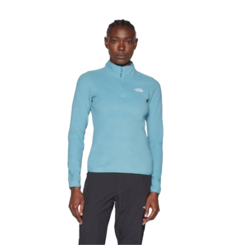 The North Face Womens 100 Glacier 1/4 Zip in Algae Blue