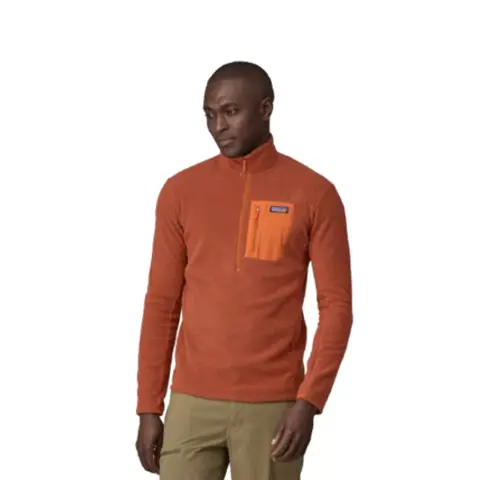 Patagonia Mens R1 Air Zip Neck in Burnished Red