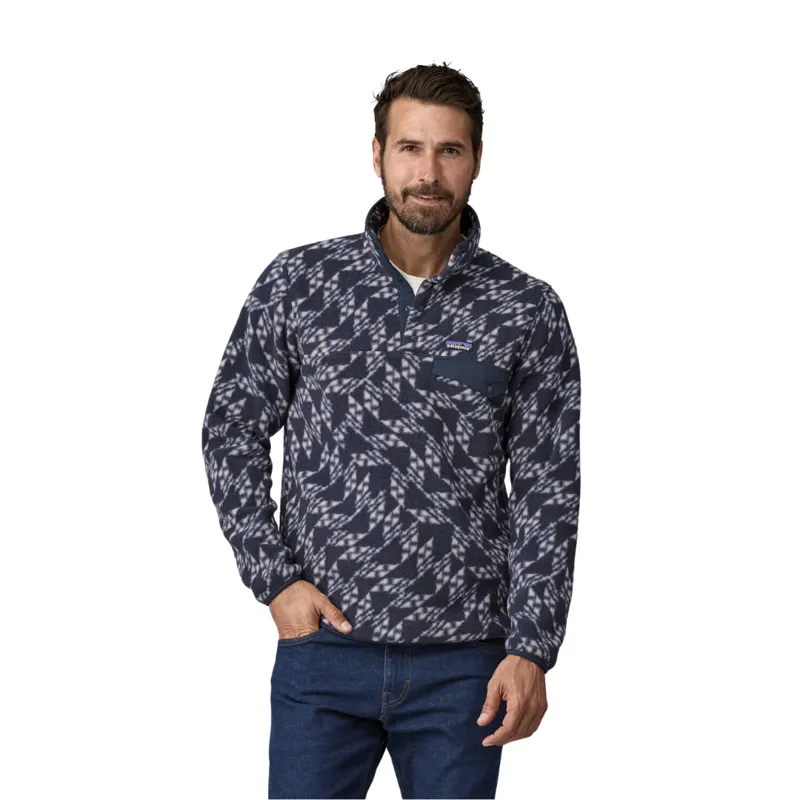 Patagonia Mens Lightweight Synch Snap-T Pullover in Synched Flight / New Navy